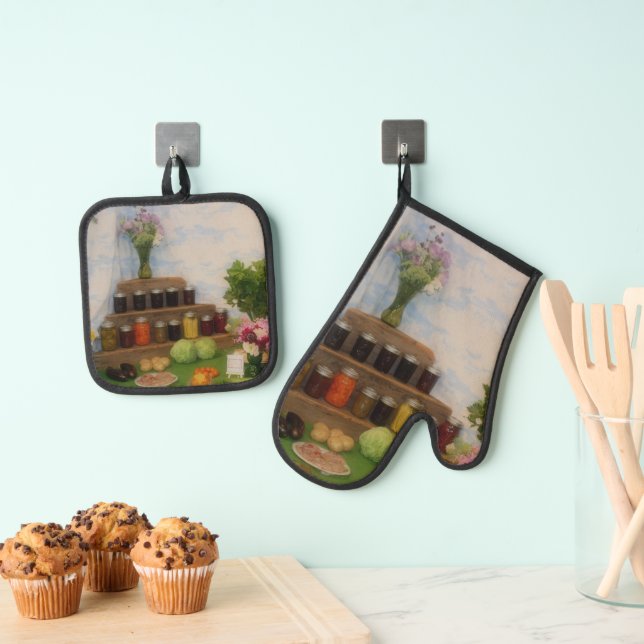 Country Fair Vegetables  Oven Mitt & Pot Holder Set (Insitu(Hanging))