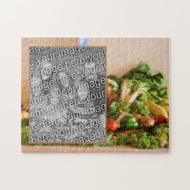 Country Fair Vegetables Painting Add Your Photo Jigsaw Puzzle (Horizontal)