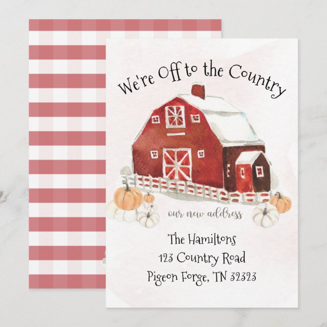 Country Fall Red Barn Moving Announcement (Front/Back)