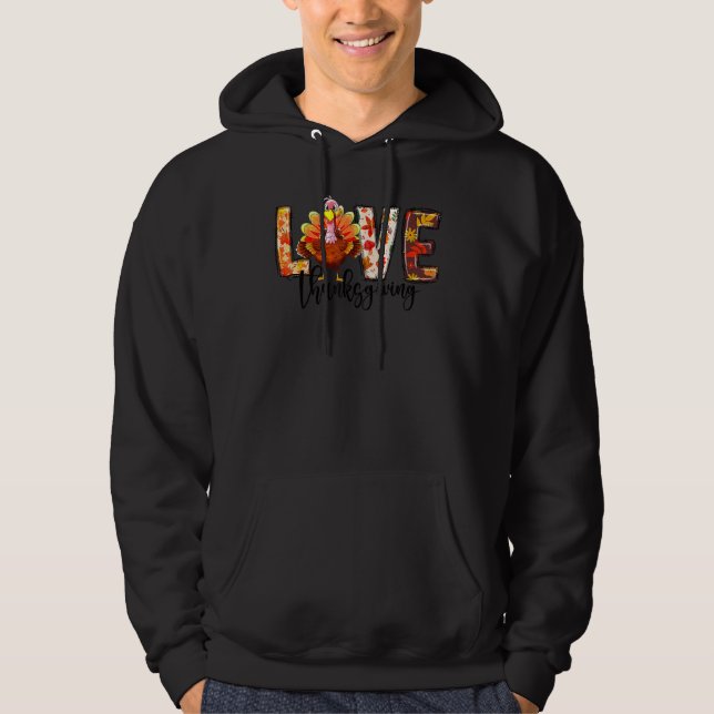 Country Fall Vibes Thankful Love Thanksgiving Turk Hoodie (Front)