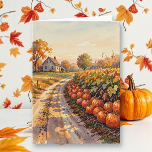 Country Farm and Pumpkin Patch Autumn Blessings Card