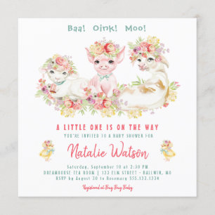 Country Farm Animals Baby Shower Invitation