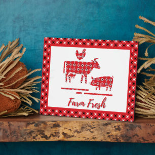 Country Farm Animals Bandanna Print   Plaque