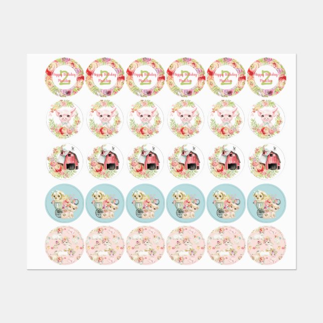 Country Farm Animals Candy Kisses Label (Sheet)