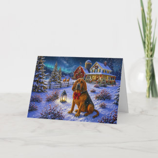 Country Farm ,Bloodhound Holiday Card