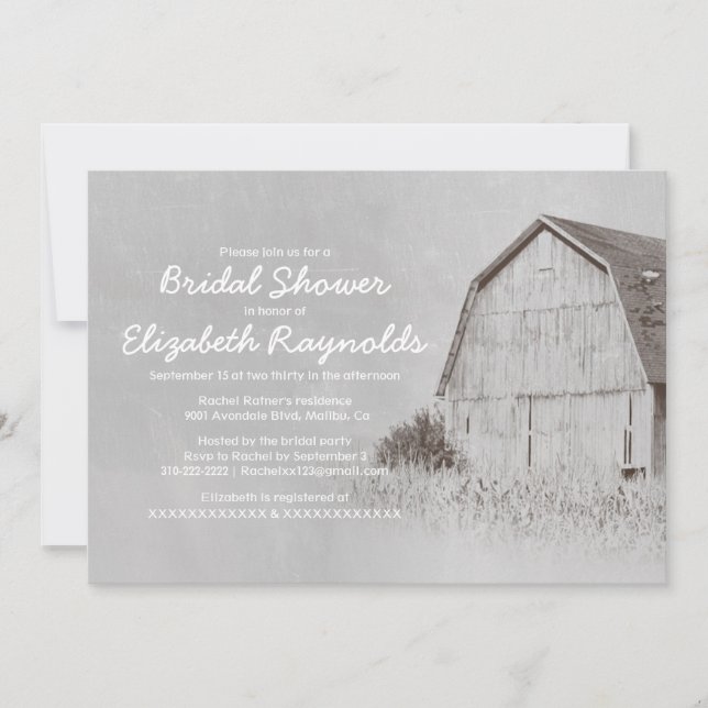 Country Farm Bridal Shower Invitations (Front)