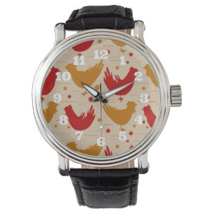 Country Farm Cabin Charm Chickens Roosters Stars Watch