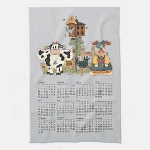 country farm calander kitchen towel