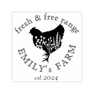 country farm chicken coop personalised name self-inking stamp