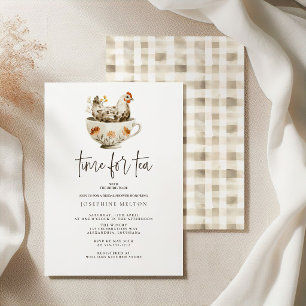 Country Farm Chicken Tea Party Bridal Shower Invitation