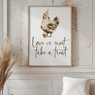 Country Farm Chicken Wedding Love is Sweet Favour Poster