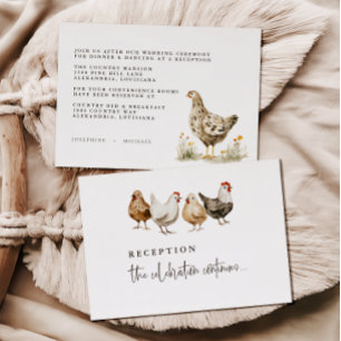 Country Farm Chicken Wedding Reception Cards