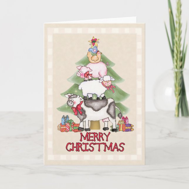 Country Farm Christmas Holiday Card (Front)