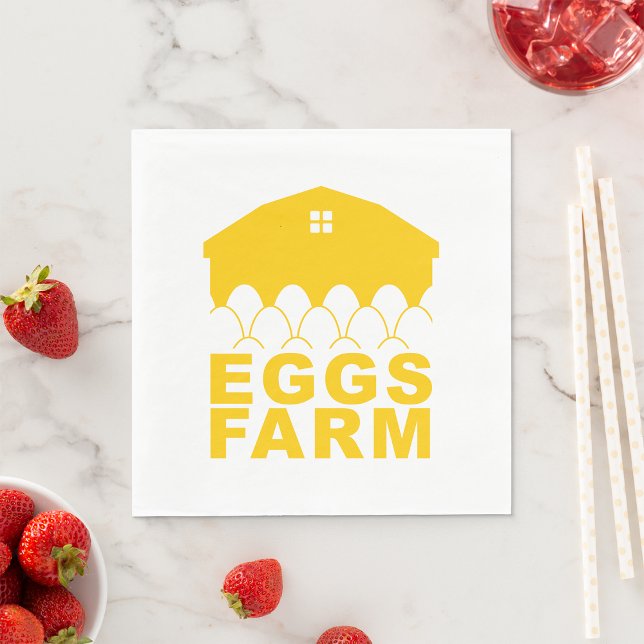 Country Farm Eggs Yellow Barn Napkin (Creator Uploaded)