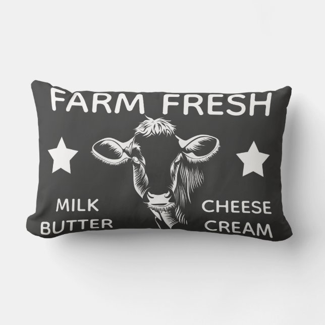 Country Farm Fresh Dairy Cow Lumbar Cushion (Front)
