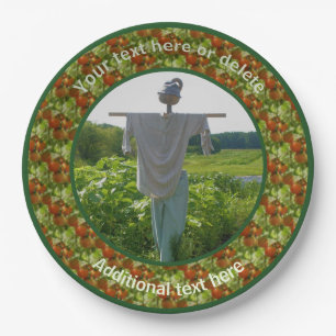 Country Farm Garden Scarecrow Personalised Party Paper Plate