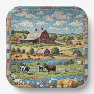 Country Farm Quilt Paper Plate