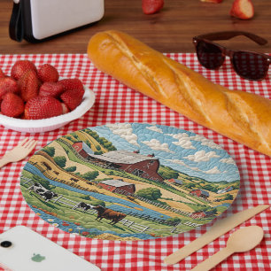 Country Farm Quilt Paper Plate