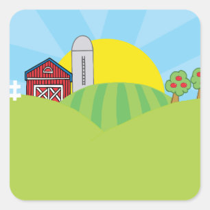Country Farm Square Sticker
