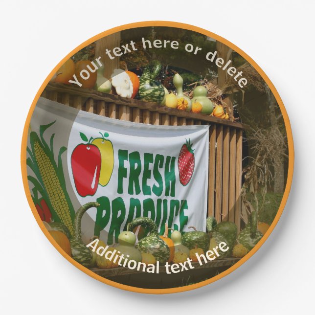 Country Farm Stand Personalised Party   Paper Plate (Front)