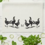 Country farm style chicken monogrammed tea towel<br><div class="desc">Rustic country style Kitchen towels with chickens illustrations.
You can add your own monogram to personalise.</div>