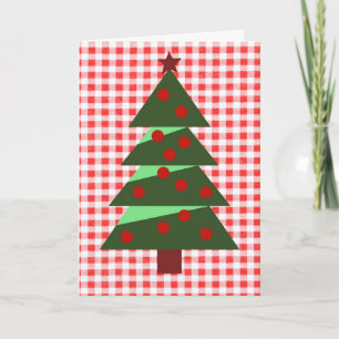 Country Farm Style Christmas Tree Art Card