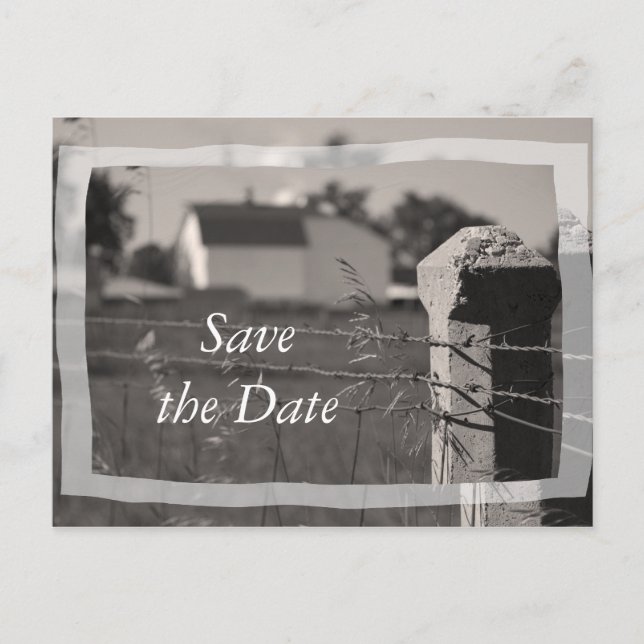 Country Farm Wedding Save the Date Announcement (Front)