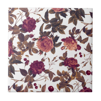 Country Farmhouse Burgundy Rose Cherry Tile