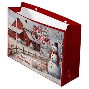 Country Farmhouse Christmas Large Gift Bag