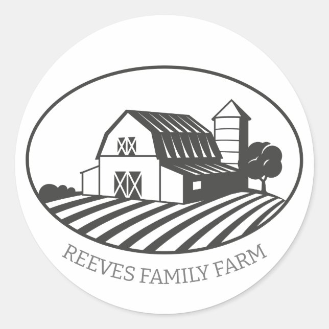 Country Farmhouse Illustration Label Sticker (Front)