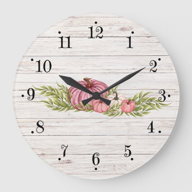 Country Farmhouse White Wash Wood Wall Clock (Front)