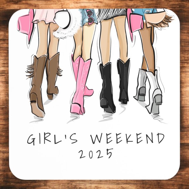 Country Fashion Cowboy Boots Girl’s Weekend Custom Coaster (Creator Uploaded)