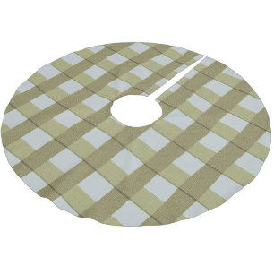 Country Faux Burlap Plaid Christmas skirt-Blue Brushed Polyester Tree Skirt