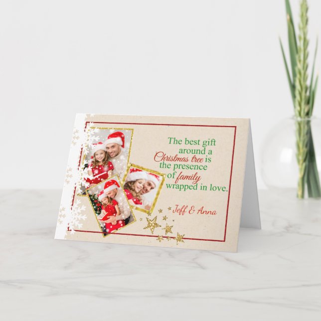 Country Faux Cardboard Photo Christmas Card (Front)