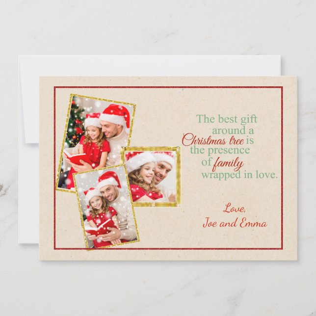 Country Faux Cardboard Photo Christmas Card (Front)