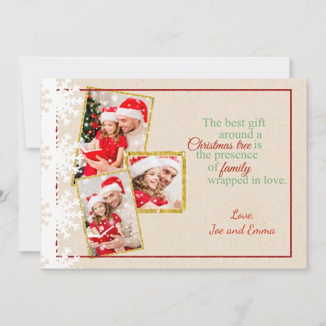 Country Faux Cardboard Photo Christmas Card (Front)