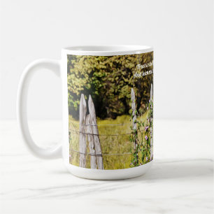 Country Fence and Flowers Scripture Mug Cup