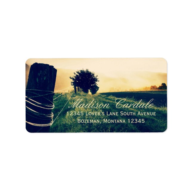 Country Field Fence Post Address Labels (Front)