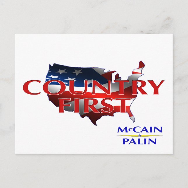 Country First John McCain Sarah Palin postcards (Front)