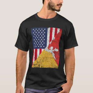 Country Flag Design  Half USA Half Bhutan T-Shirt