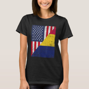 Country Flag Design Half USA Half Chad T-Shirt