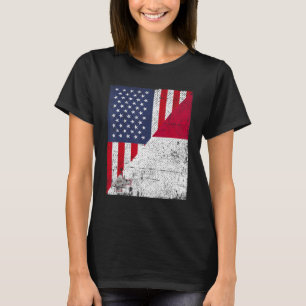 Country Flag Design Half USA Half Malta T-Shirt