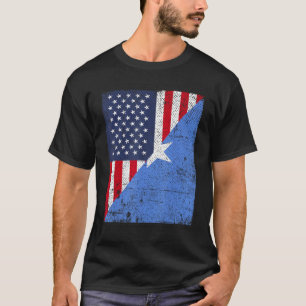 Country Flag Design Half USA Half Somalia T-Shirt