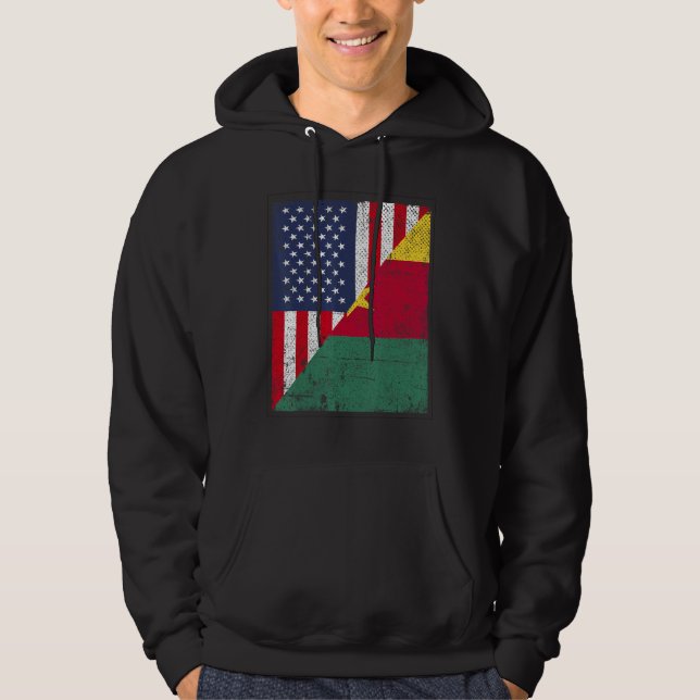 Country Flag  Half USA Half Cameroon Hoodie (Front)