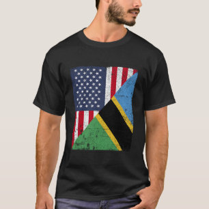 Country Flag Half Usa Half Tanzania T-Shirt