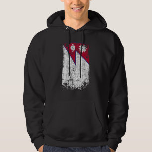 Country Flag Souvenir Grunge Flag Nepal Hoodie