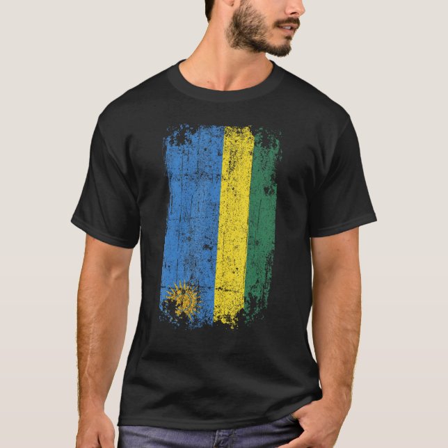 Country Flag Souvenir Grunge Flag Rwanda T-Shirt (Front)