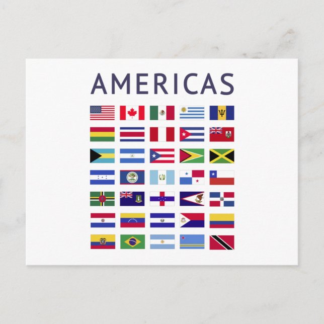 Country Flags Americas National Flags America Postcard (Front)