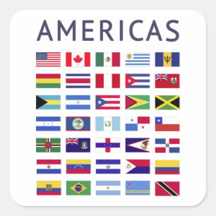 Country Flags Americas National Flags America Square Sticker