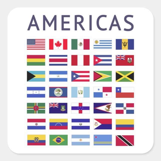 Country Flags Americas National Flags America Square Sticker (Front)